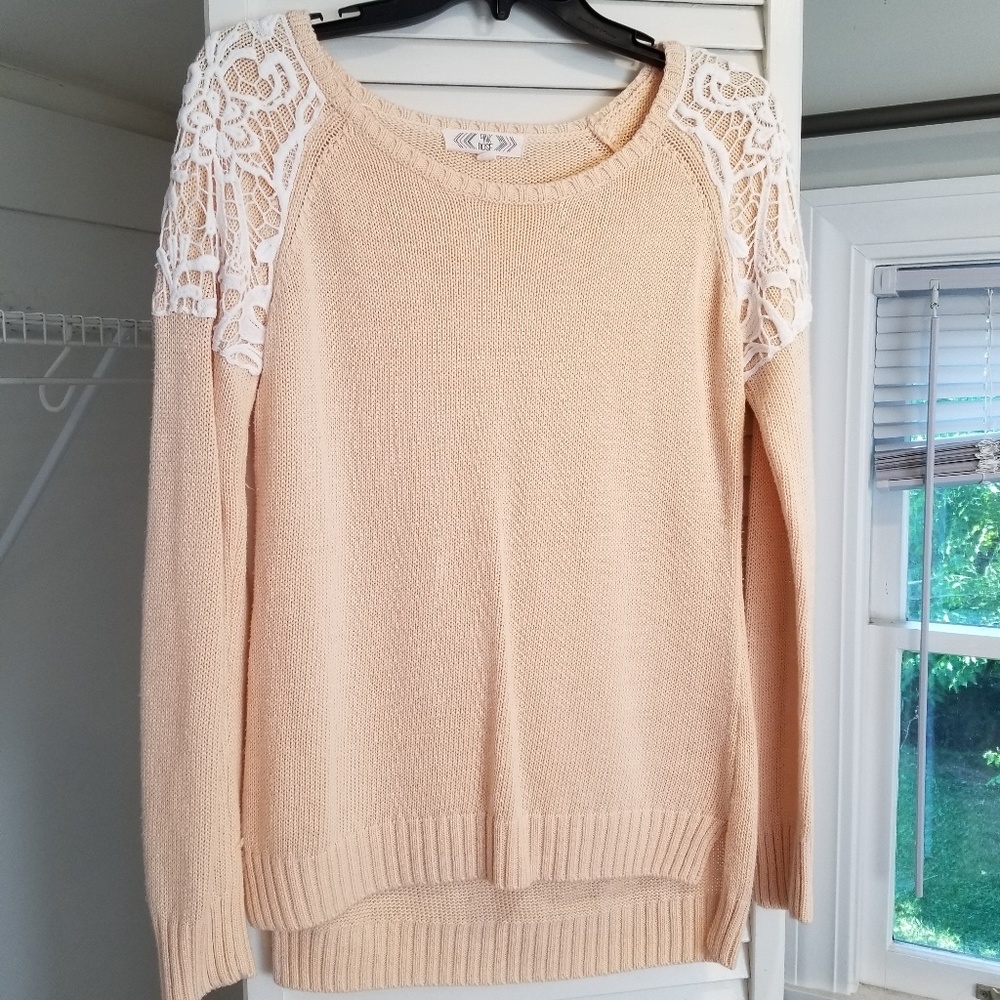 Lace shoulder sweater